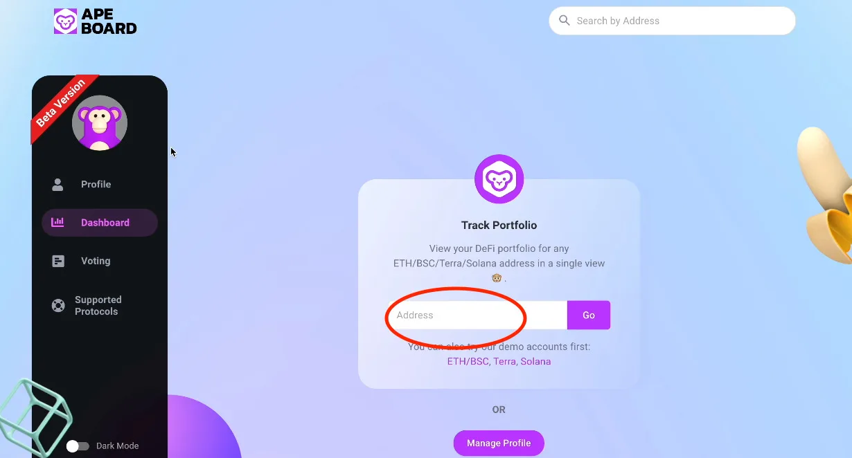 【DeFi】APEBOARDの紹介！複数チェーンでLP価格・LP内のトークン数が確認できる優秀な資産管理ツール！の説明画像