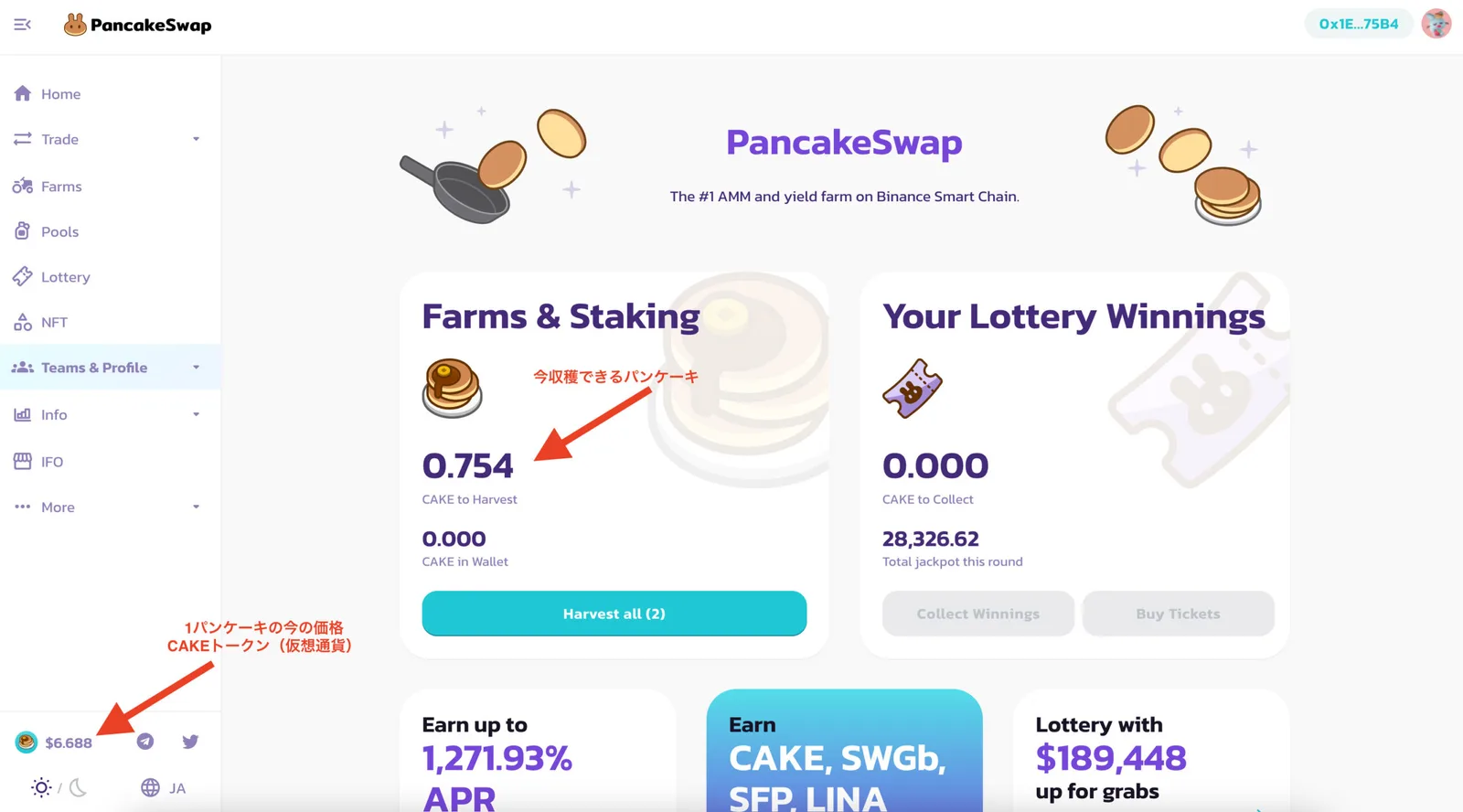 【DeFi】PancakeSwap（パンケーキスワップ）の始め方・おすすめ運用方法の説明画像