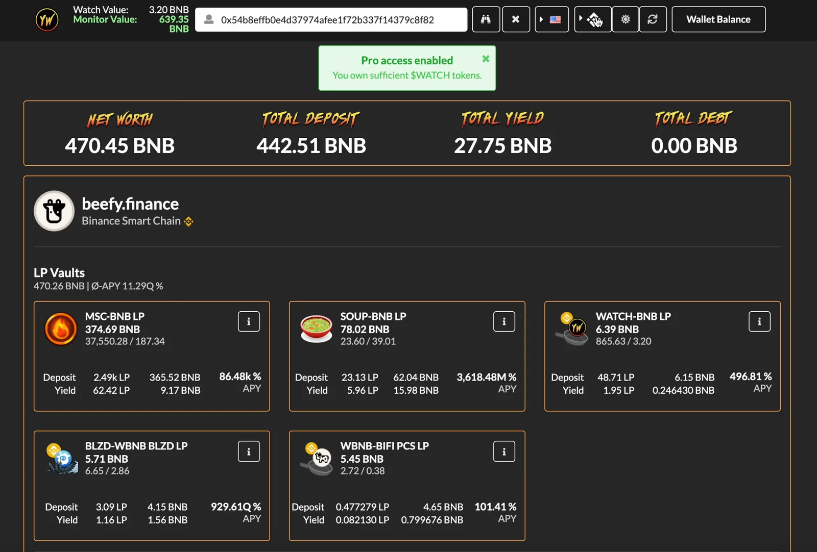 【DeFi】yieldwatch（イールドウォッチ）で資産管理！使い方・PRO機能・項目について解説の説明画像